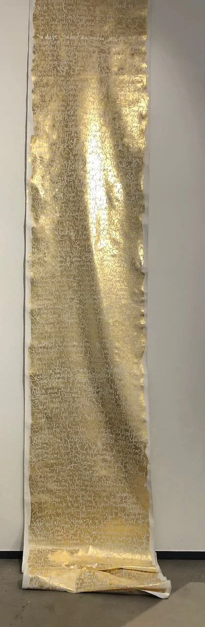 Kalligraphie Sprache Acryl auf Blattgold