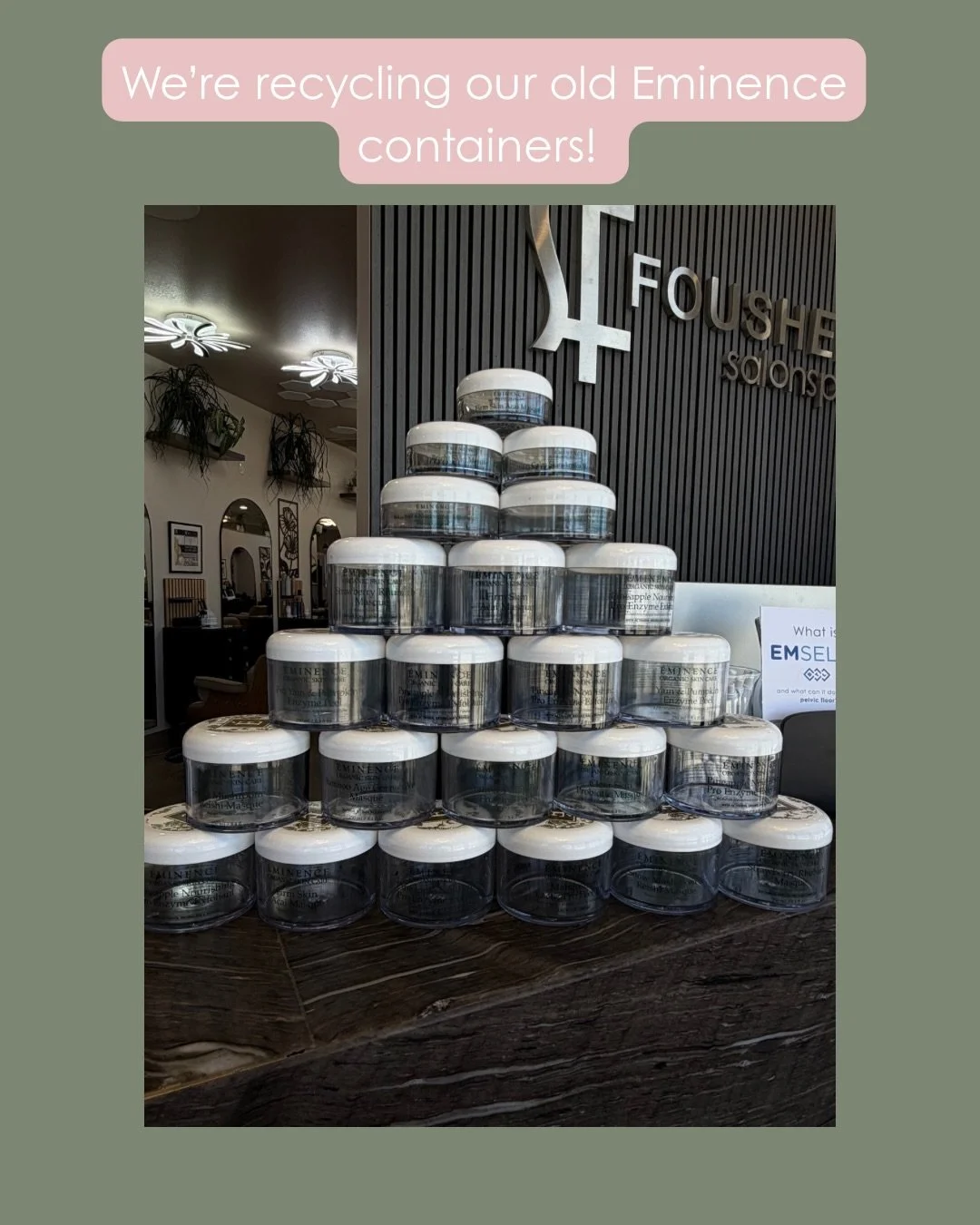 We are so proud to use @eminenceorganics skincare on our clients! We are honoring Eminences&rsquo; recycling code by using our old skincare containers as flowerpots!