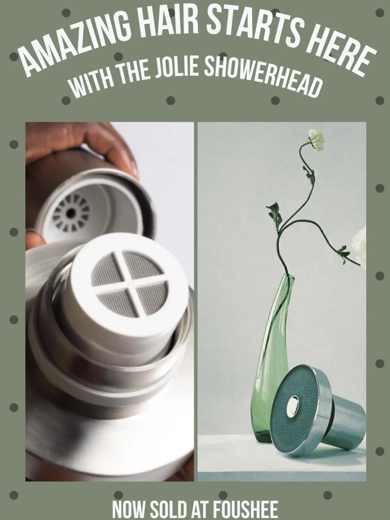 Amazing hair starts with clean water! The Jolie shower head filters water to leave your hair effortlessly beautiful and clean!
#fousheesalonspa #jolieshowerhead