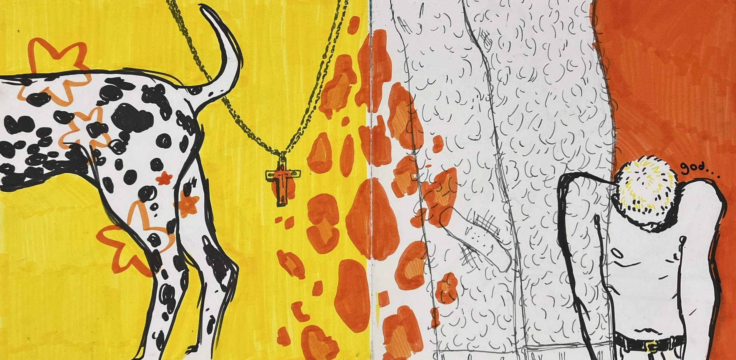 spot, marker in sketchbook, 16”x8”, 2024