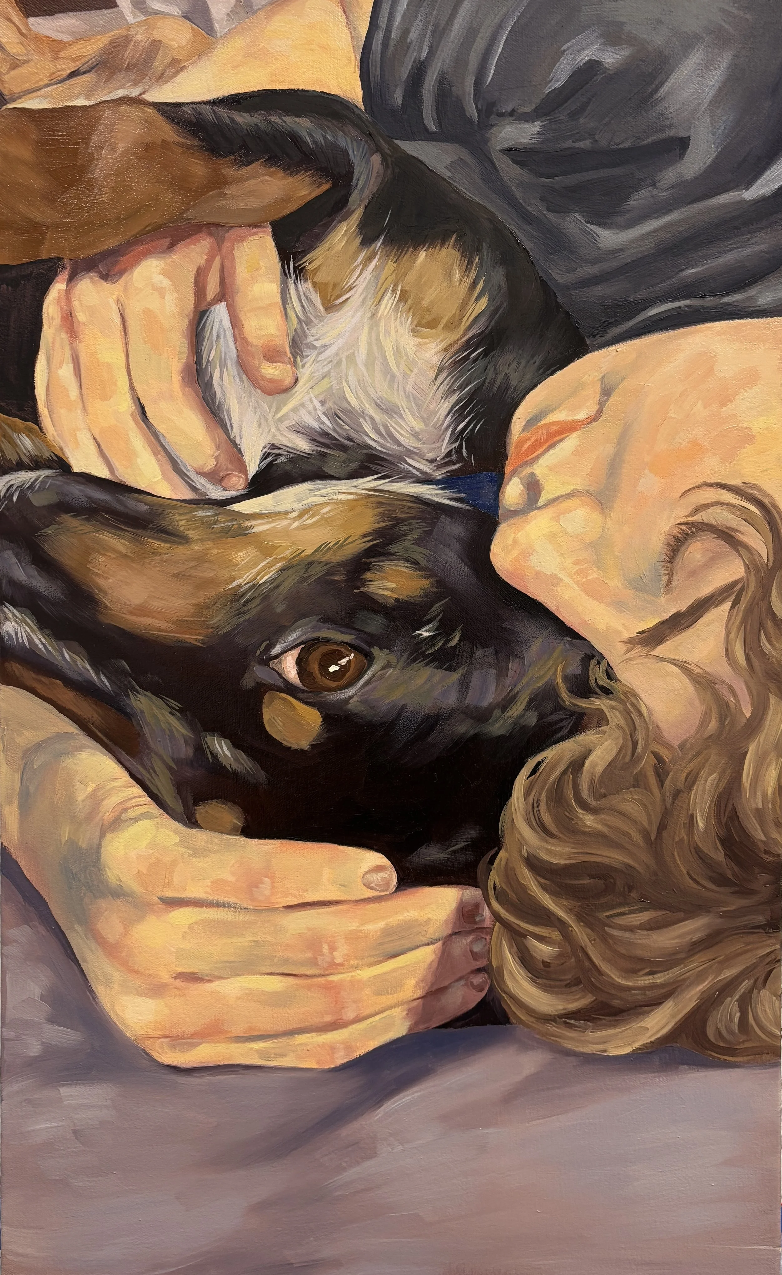 cookie and saskia, oil on canvas, 28"x17.5", 2026