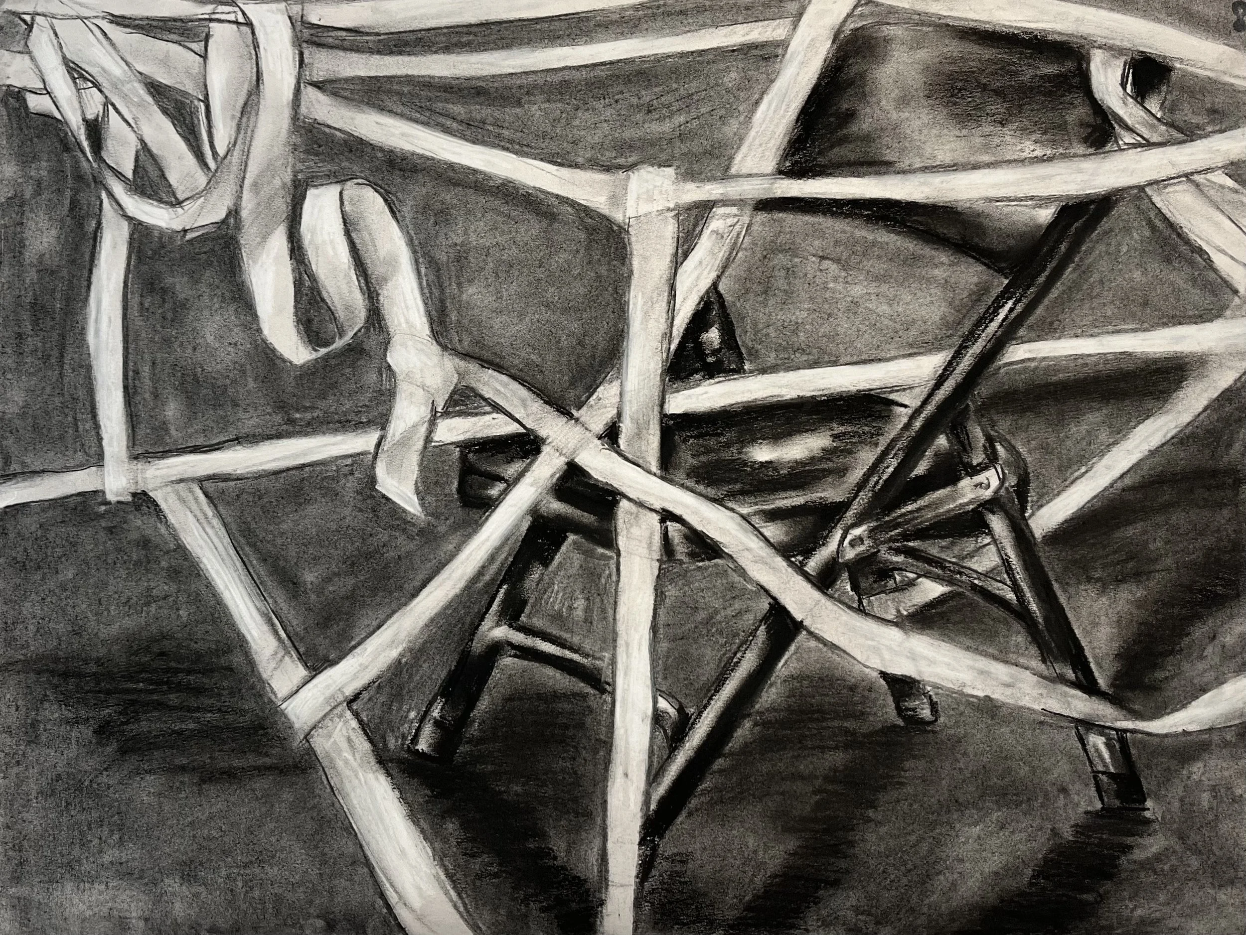 chair, charcoal on newsprint (24”x18”), 2024
