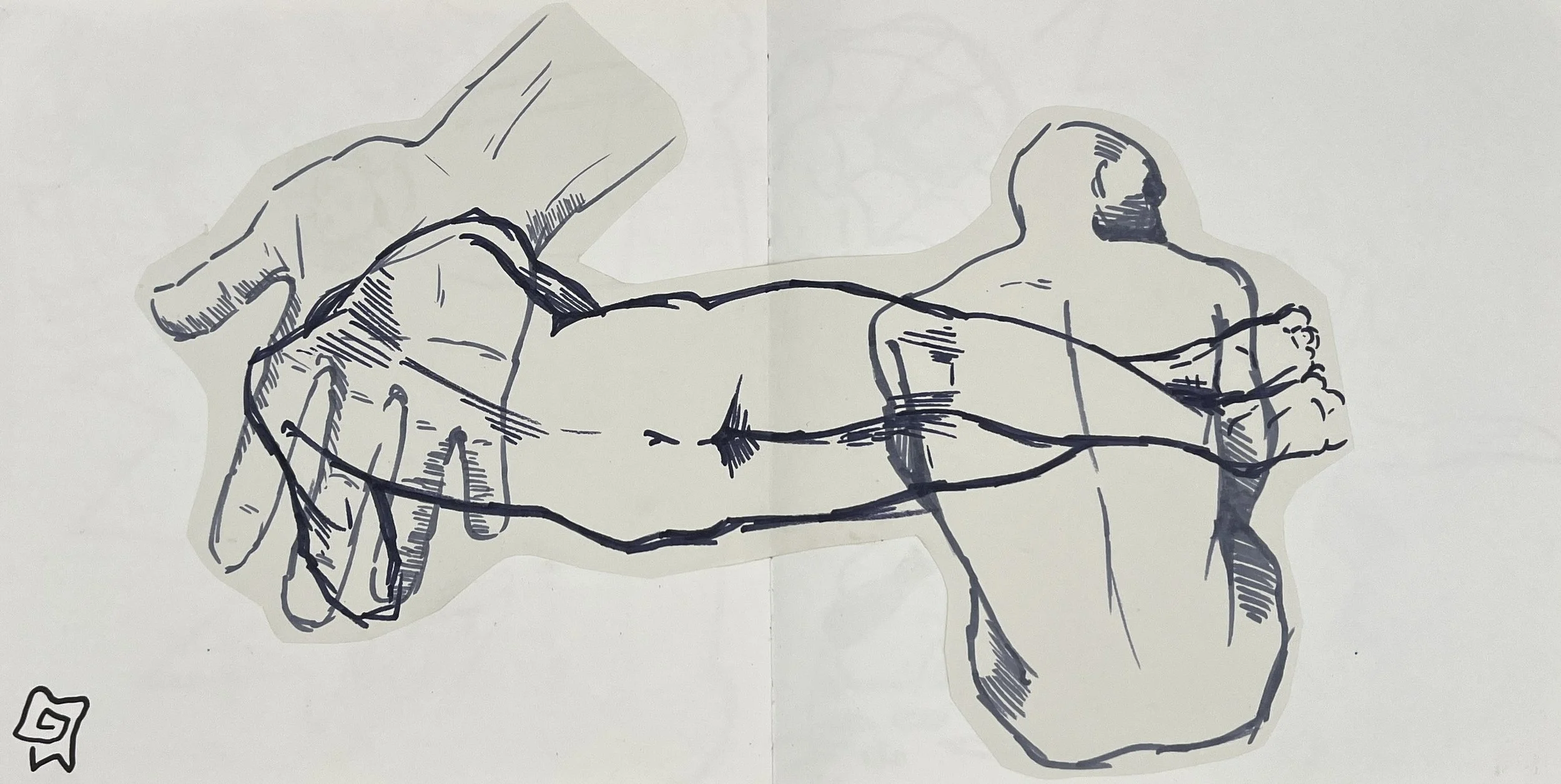 body, marker in sketchbook, (16”x8”), 2023