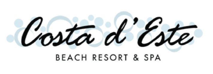 Costa d'Este Beach Resort & Spa logo with stylized text and background elements.