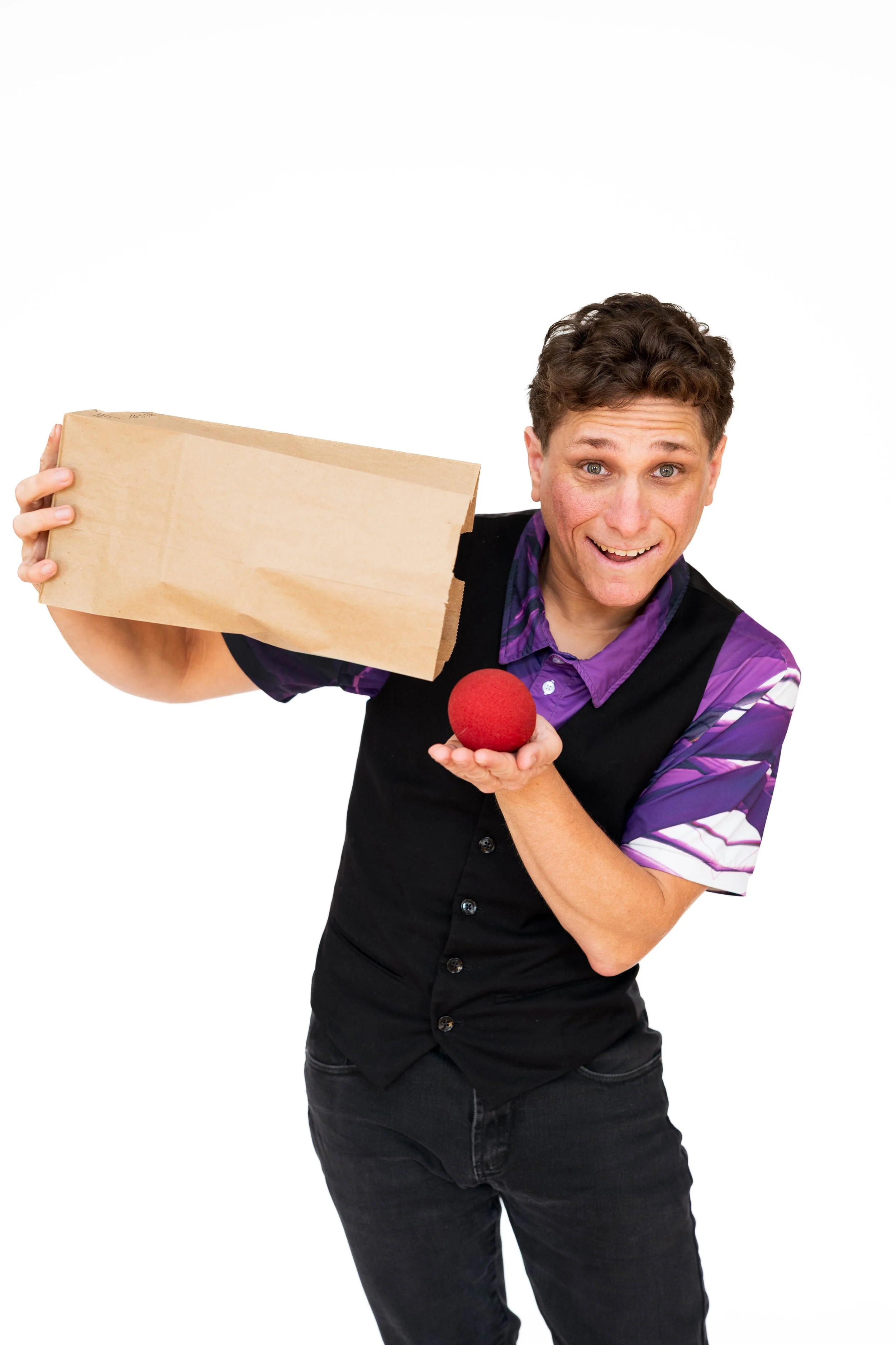 Andrew Silver paper Bag Magic Trick with a red ball