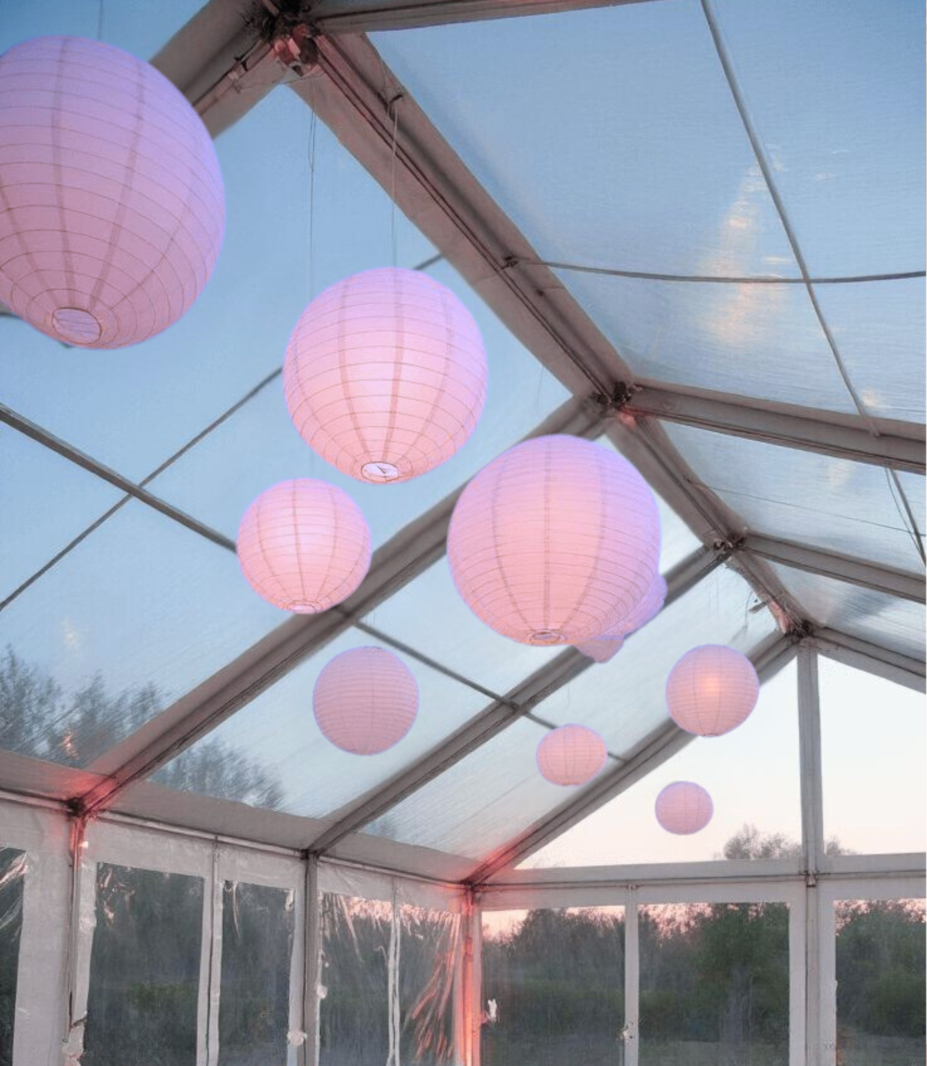 Clear marquee and lanterns
