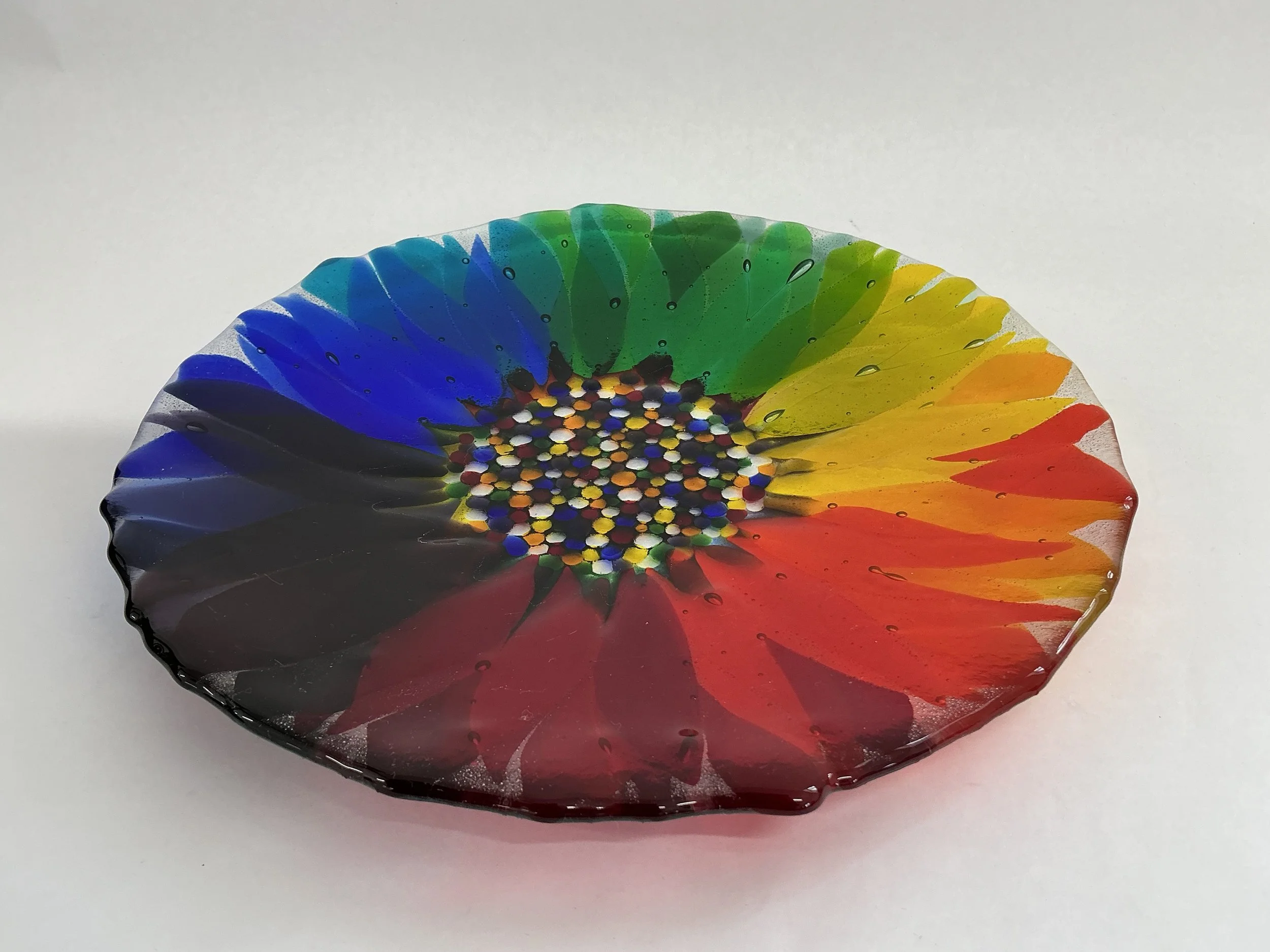 Rainbow sunflower plate