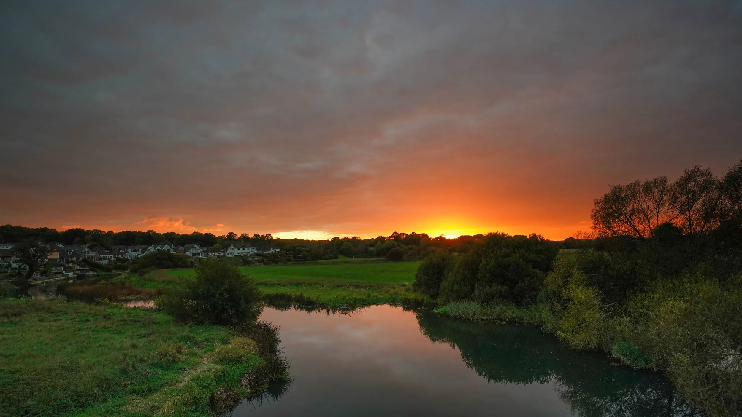 Sunset explosion over Wimborne minster