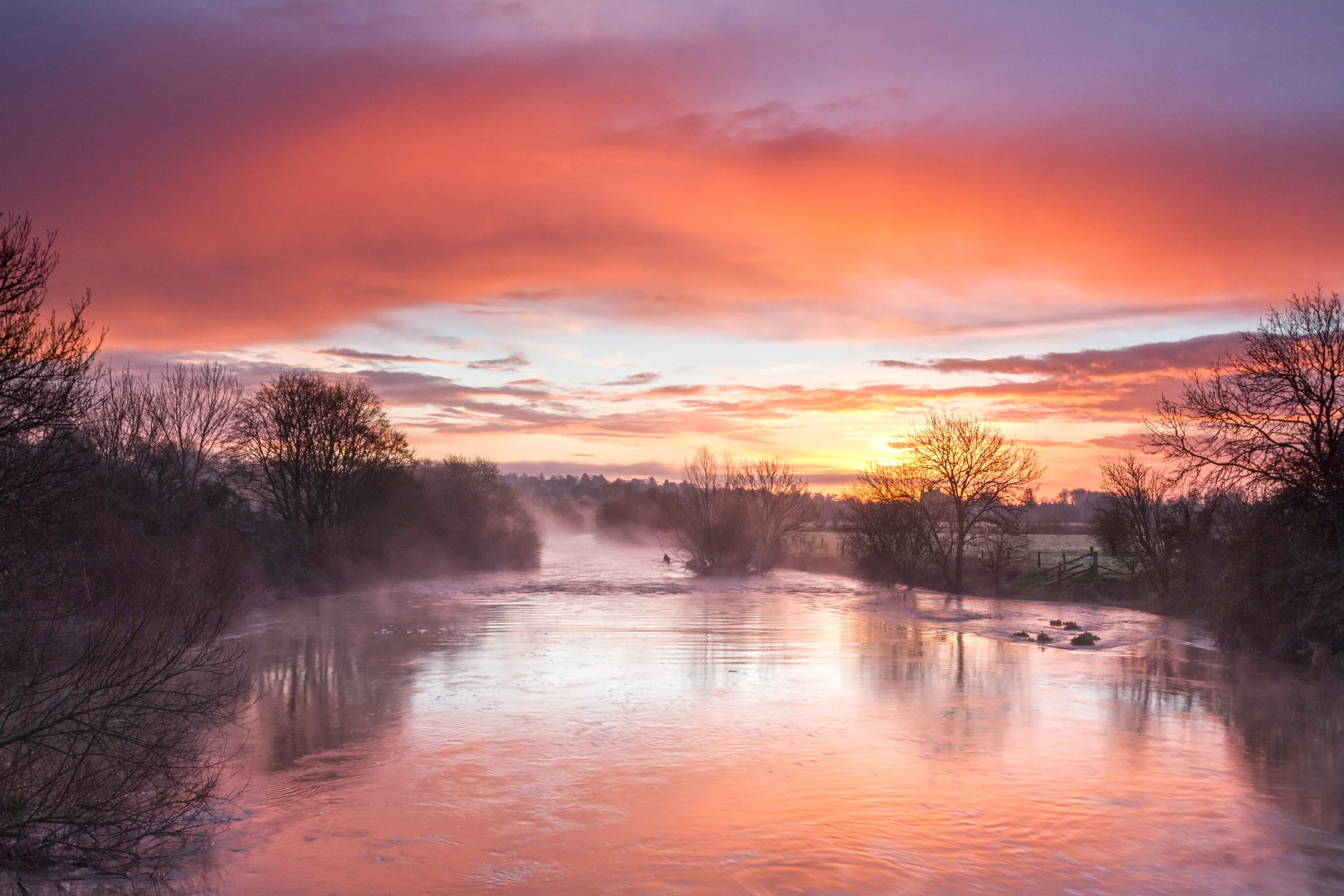 Red hue sunrise at Eye bridge