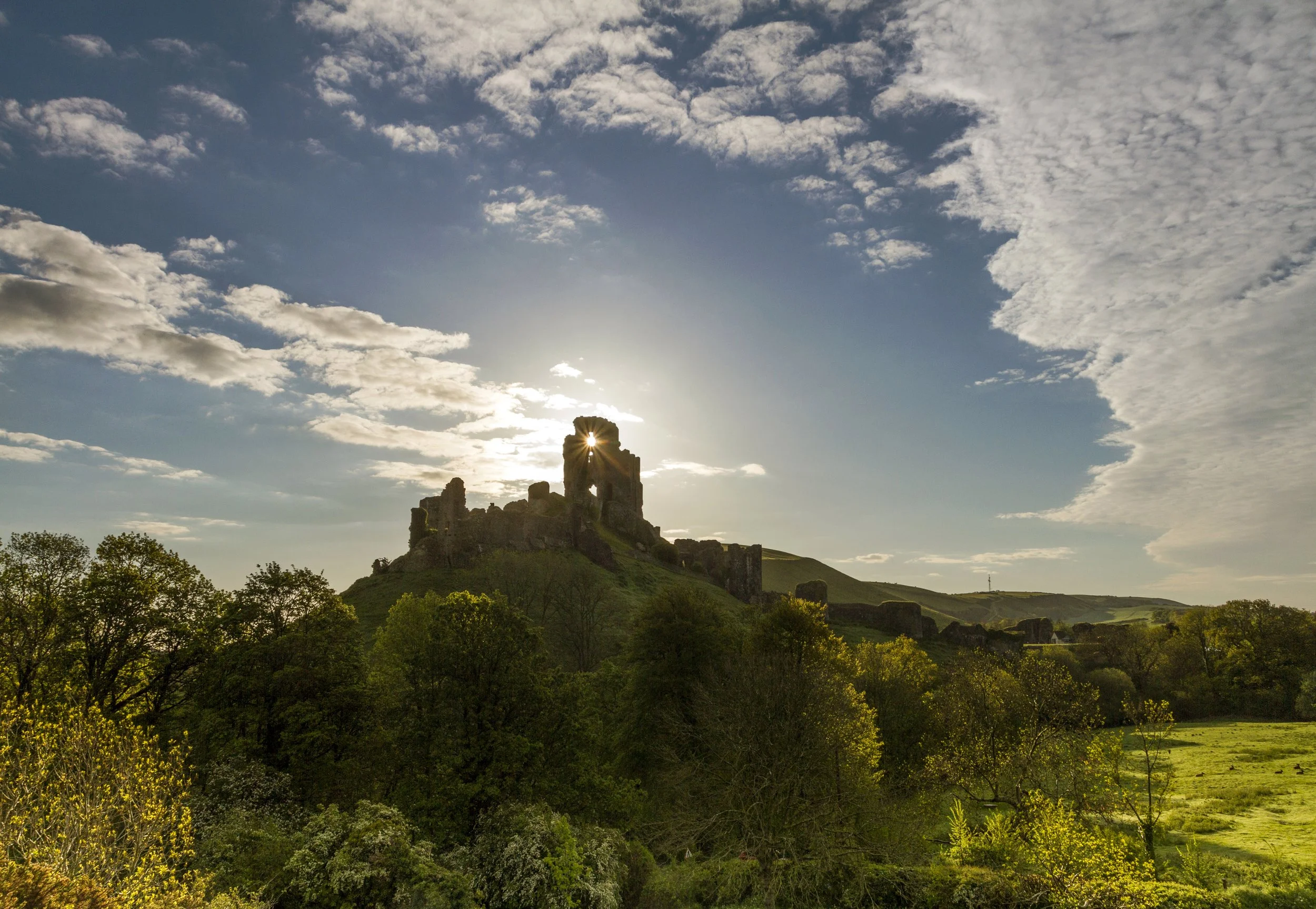 Morning Sun at Corfe Castle