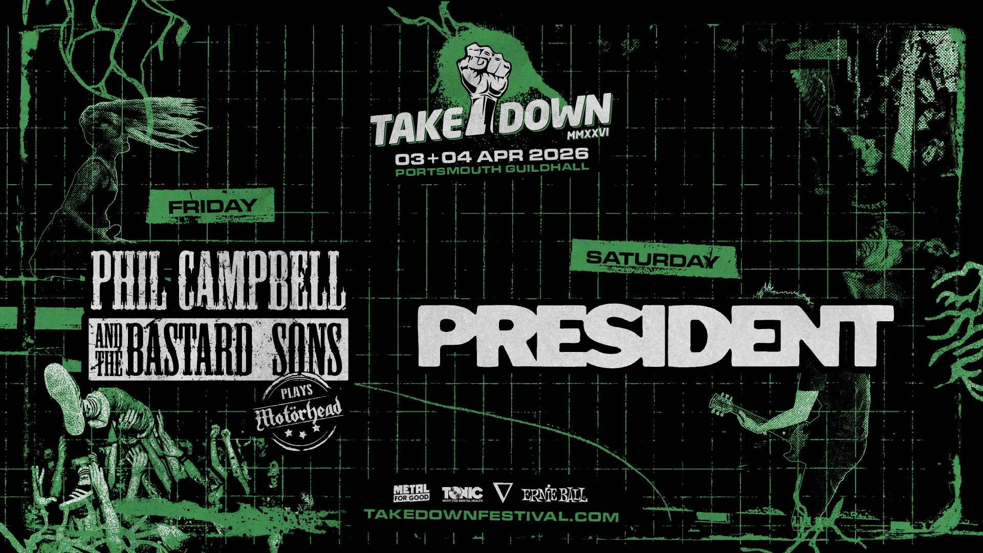TAKEDOWN FESTIVAL ANNOUNCE 2026 HEADLINERS: PRESIDENT AND PHIL CAMPBELL AND THE BASTARD SONS