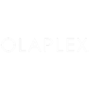Olaplex logo in white on a black background.