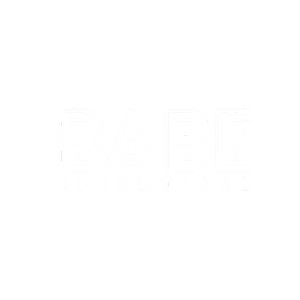 Text reading 'Babe' with smaller text beneath it that says 'Empowered' on a black background.