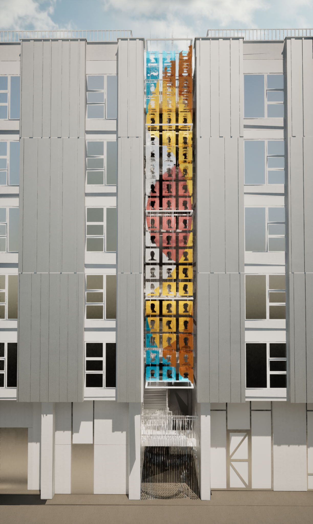 Figurative Tapestry is a public art installation in Oakland celebrating community identity through layered portrait panels and immersive design.