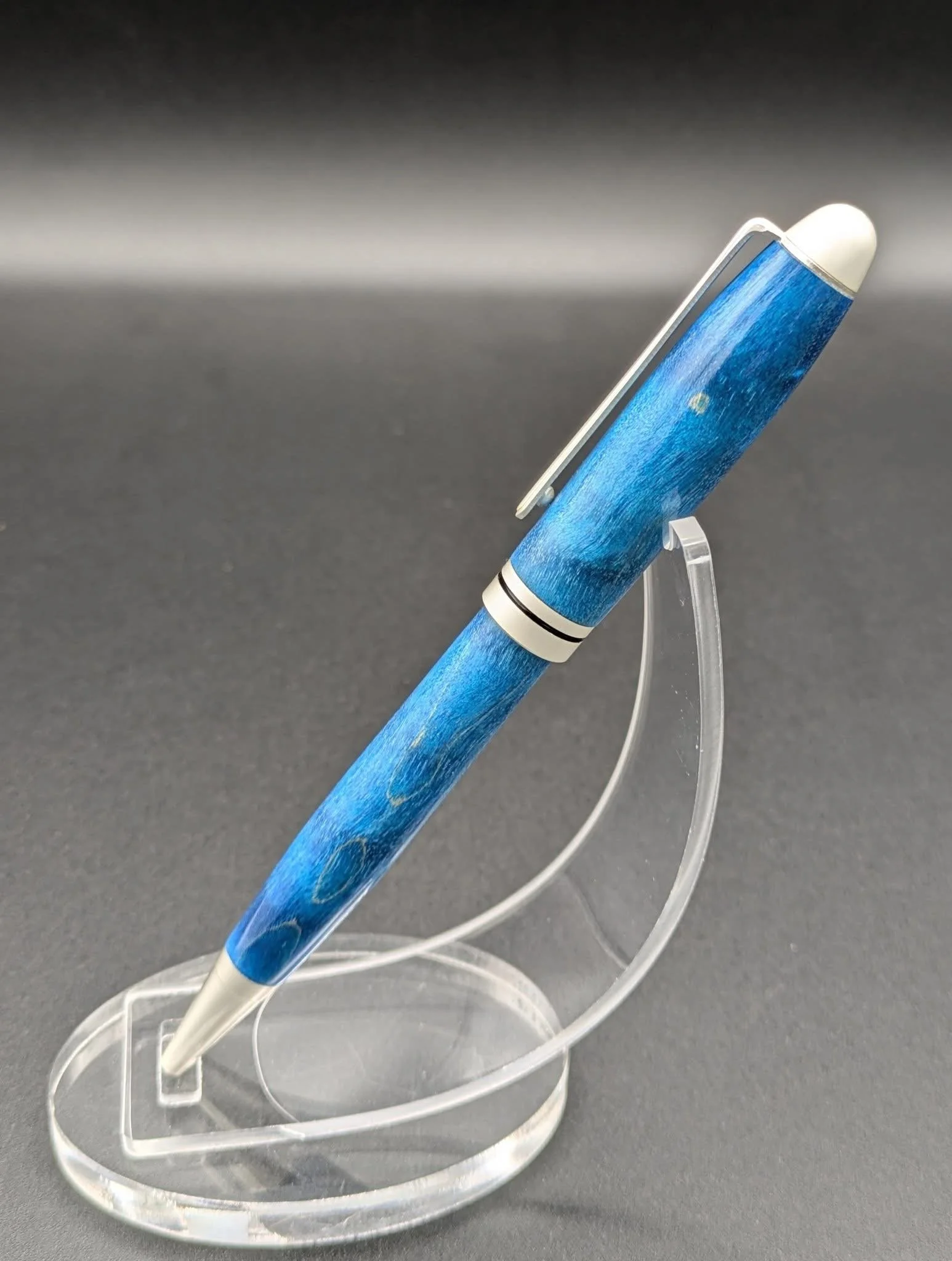 Euro made from Blue Dyed Curly Maple