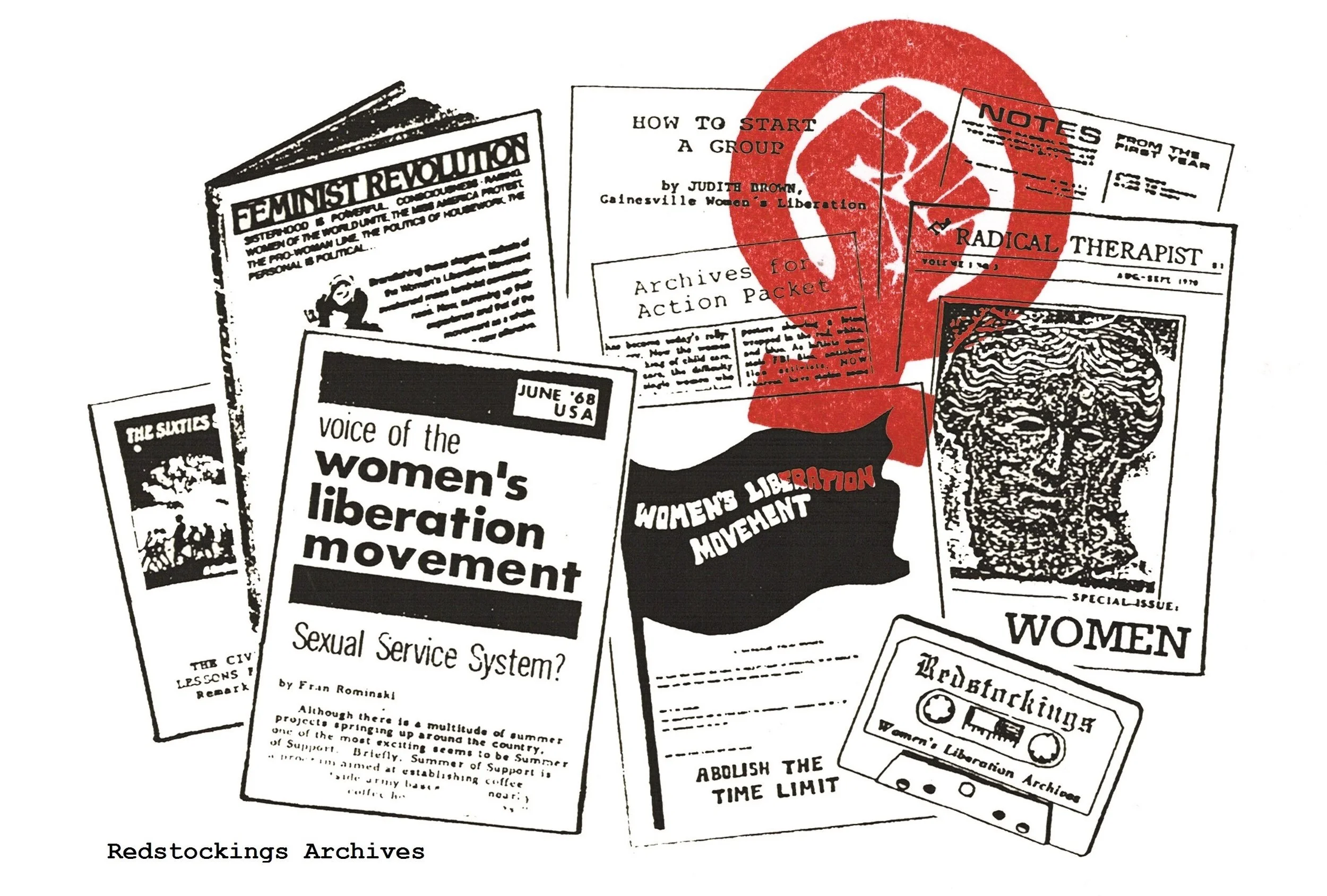 Redstockings archives materials illustration