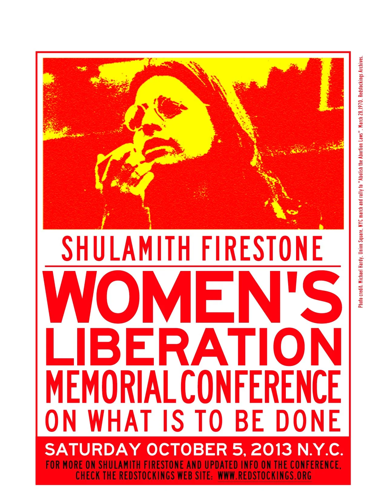 Image of the flyer of the Shulamith Firestone memorial confrence