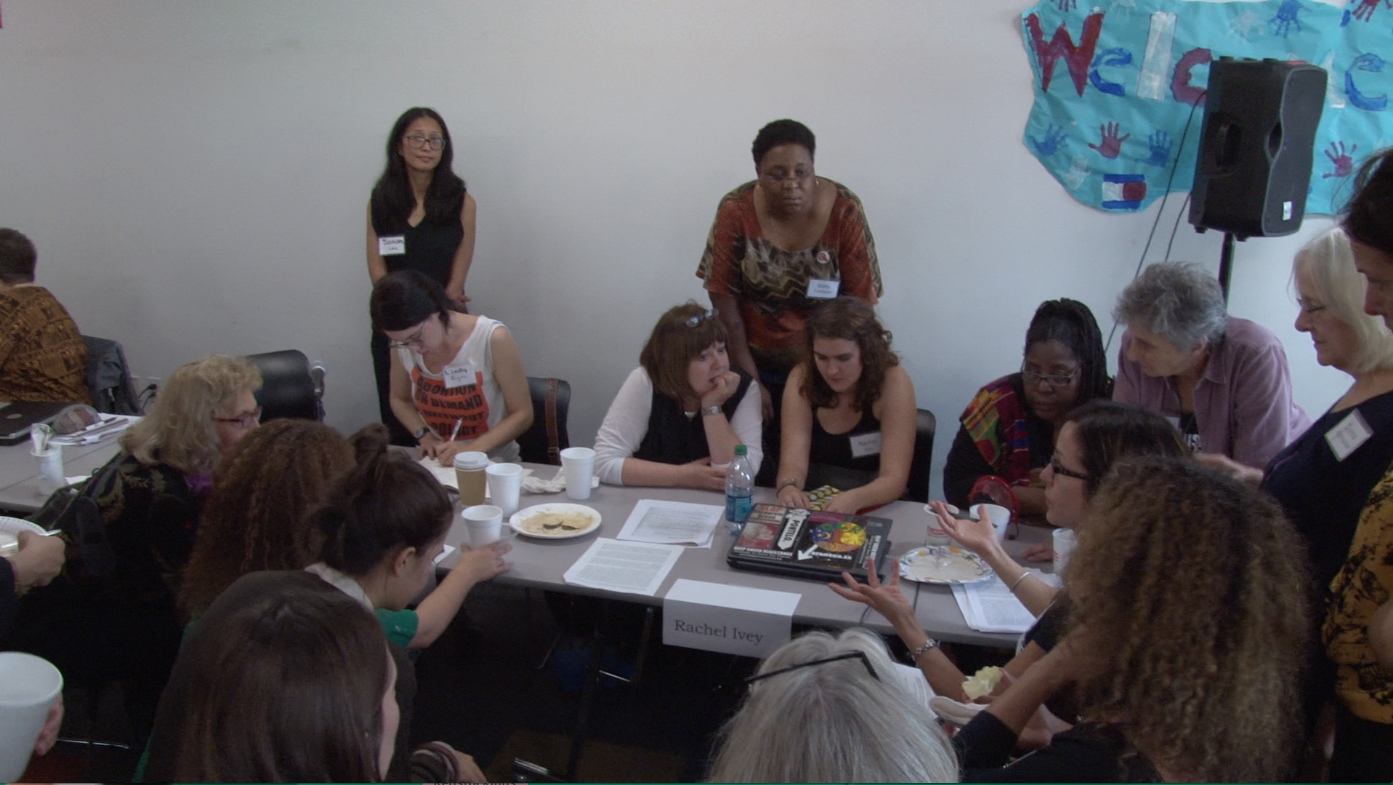 Photo of a meeting at the Shulamith Firestone memorial confrence