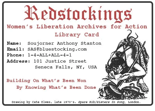 Image of Redstockings archive library card