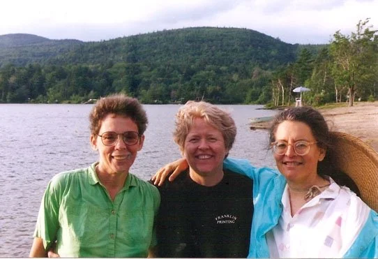 1995 photo of Kathie Sarachild. Carol Hanisch, and Shulamith Firestone