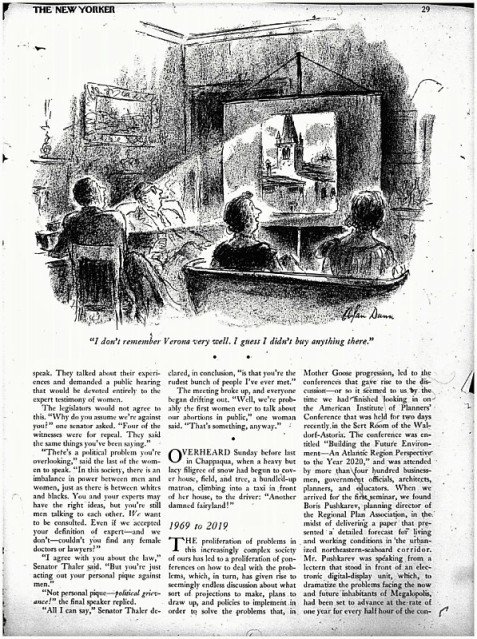 Image of page 2 of The New Yorker magazine Talk of The Town section on February 22, 1969