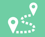 Map with two location pins and a dotted path connecting them