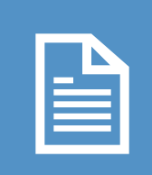 Icon of a document with lines representing text, on a blue background