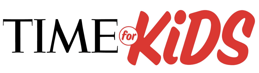 Logo for TIME for Kids with bold red and black text.