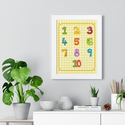 Educational Number Wall Poster With Frame