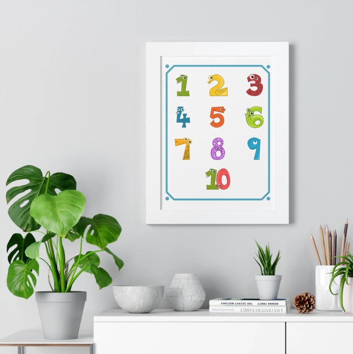 Educational Number Wall Poster With Frame
