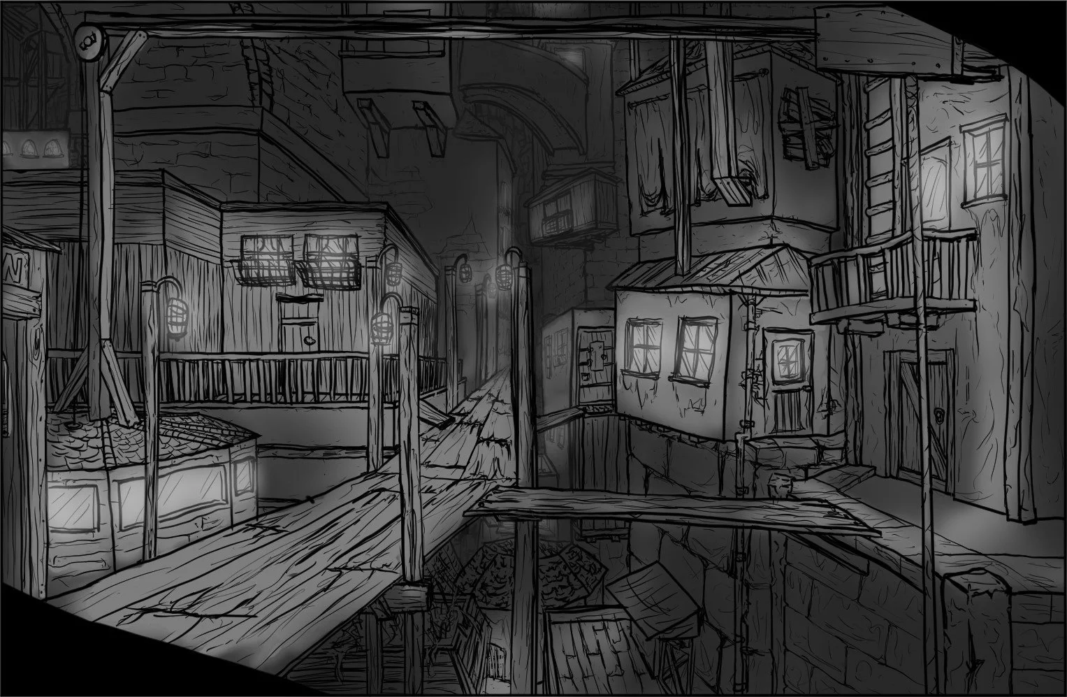 Deep within the city of Silt. - Buildings support buildings, and so do we each-other. - Part of the Monstrous World.