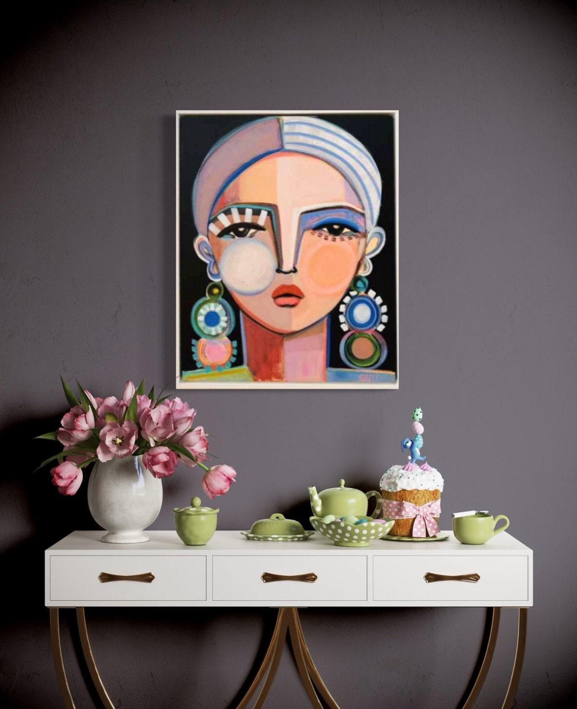 A vibrant homage to strength, femininity, and fierce style &mdash;Britt Atkinson's portrait paintings bring the drama in all the right ways.🌟

30&times;24 inches
Acrylic on Canvas
Framed in white

#womenpaintingwomen #femaleportrait #bebold