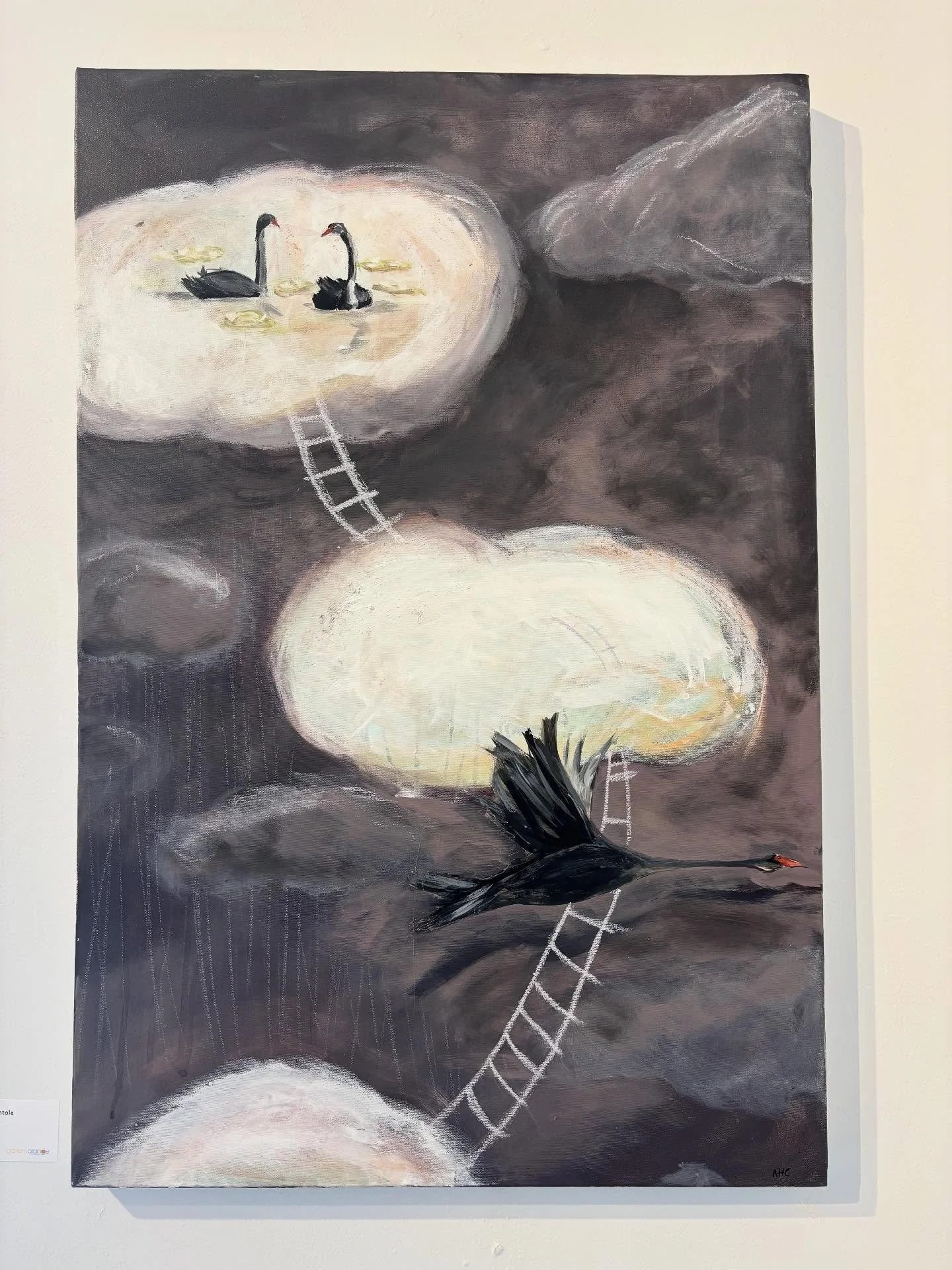 Amy&rsquo;s show continues until 15th October. Here are 2 delightful pieces still up for sale &ldquo;Swan Song&rdquo; 36x24 and &ldquo;Breakfree&rdquo; 40x30. Mixed media on canvas. Message us for details or check the website for her full list of ava