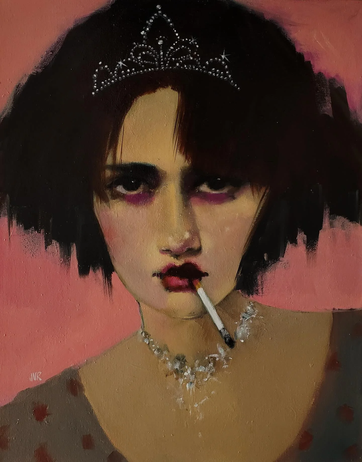 Meet &ldquo;Moxie&rdquo; she is a badass babe. Weighs in at 20x16. Oil on gallery wrapped canvas by renowned California artist June Valentine Ruppe. Who wants to give this lady a home ?