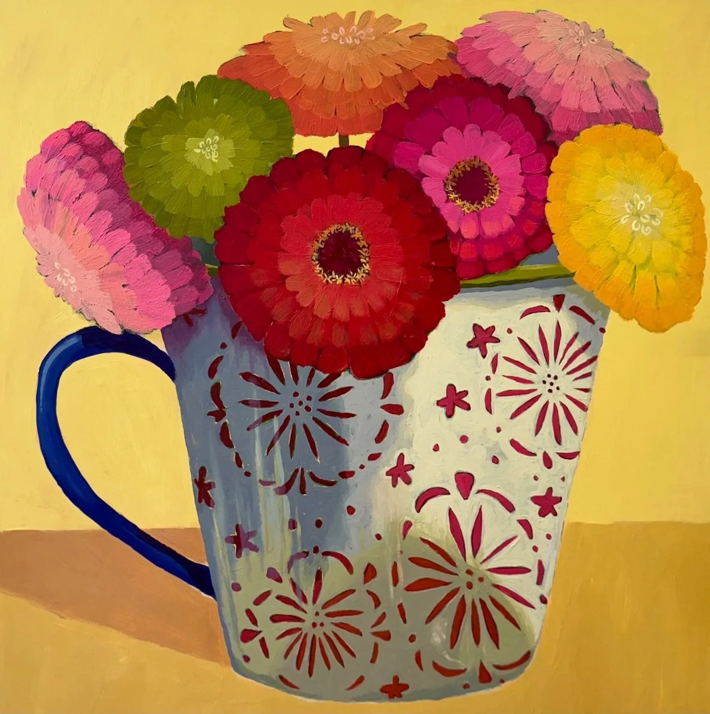 “Brimming with Happiness” and “Serving Up Sunshine” 🌞 two new 36x36 paintings from Louisiana artist Linda Moss. Glowing with color and optimism these works would instantly brighten any home with joy and light.