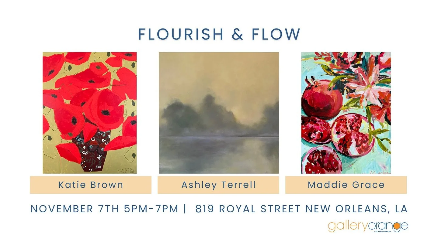 First Friday Art Walk is back November 7th! 🎨✨ Join us on Royal Street for an evening of art, conversation, and creativity in full bloom 🌼

Meet artists Katie Brown &amp; Ashley Terrell from 5&ndash;7 PM at Gallery Orange and see what&rsquo;s new o