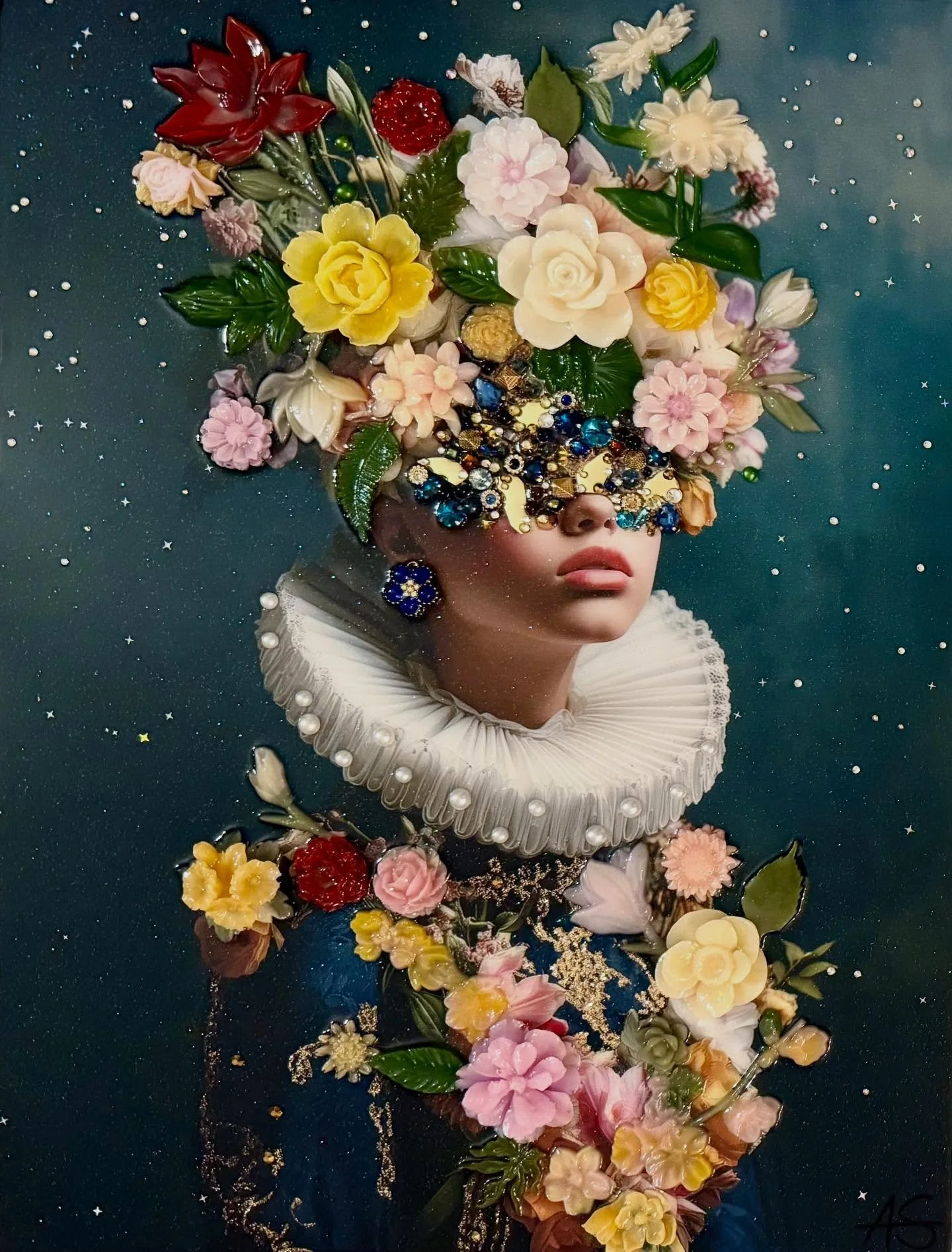 &ldquo;When the Sun Goes Down&rdquo; a new mixed media piece by Amy Shekhter from her &ldquo;STARLIGHT&rdquo; series  headed our way !! 24x18 with hang made resin castings and a resin pour. Message us for details #under$2000 #amyshekhter