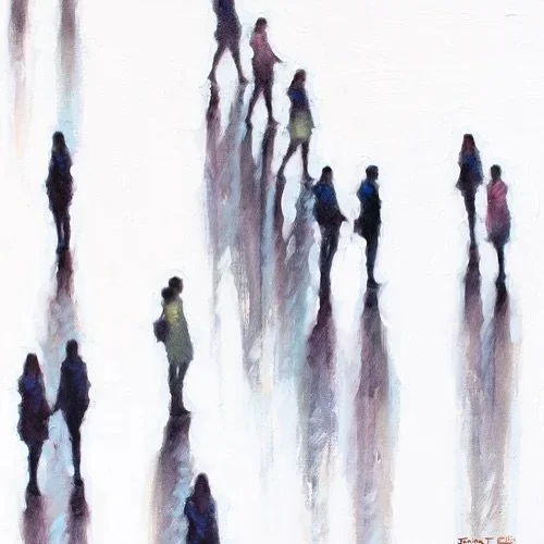 Shifting light and soft silhouettes set the scene for stories in motion. Two new 16x16 Janina Ellis oils arrive next week. Each under $900 delivered and available on our website now.