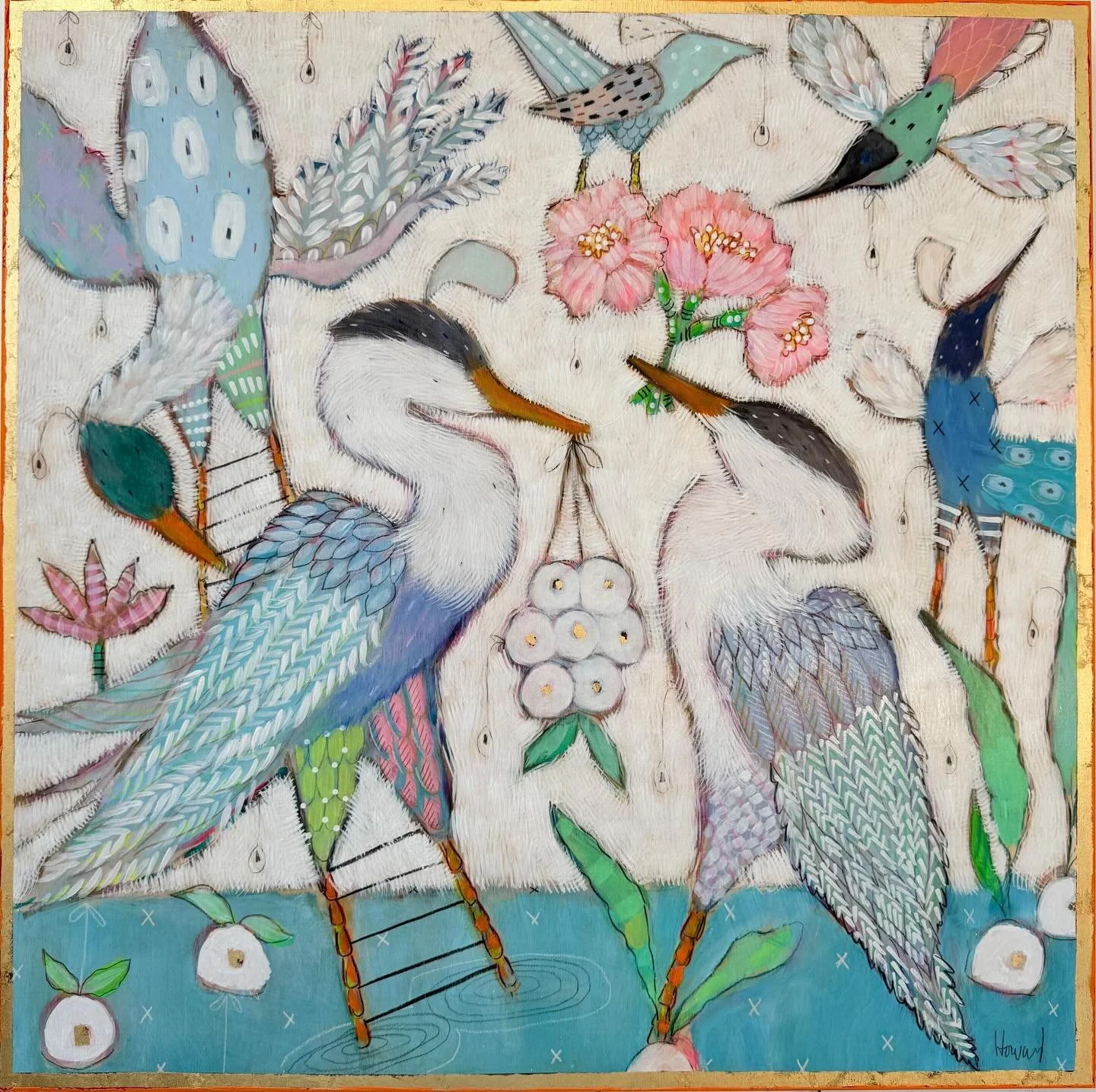 &ldquo;Endless Possibilities&rdquo; a brand new and totally stunning 24x24 mixed media painting on panel with gold leaf. You still have time to get this one shipped out as a gift !! Message us for details #gretchenwellerhoward #southernartist