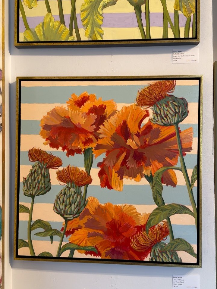 We have a number of beautifully painted, well-priced pieces by Louisiana artist Linda Moss, all framed and ready to go. 

Two possible 24x24" companions pieces here and more available to see on our website and in the Gallery. 

Swing by before C