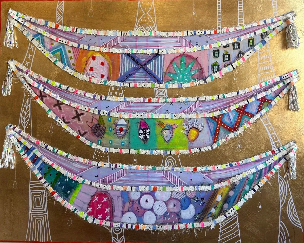 You can almost feel the colors dance against the gold leaf background in these latest Vessels 
by Gretchen Weller Howard ✨ Both are intimate in scale at 30x24" &amp; 30x15" and wonderfully expansive in spirit 💫

Now online and on display a