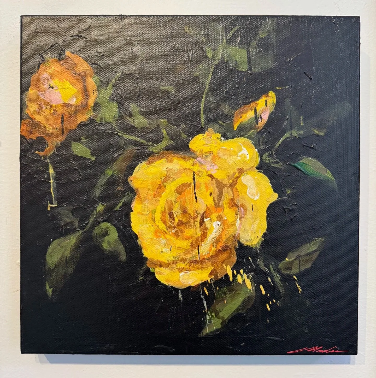 Moody, romantic and endlessly versatile. 🌼 Perfect as a standalone moment or layered into a gallery wall for depth and contrast.

This is the last available 14x14" from Madison Faile's Floral Nocturne series. Well priced at $650. DM or shop on 