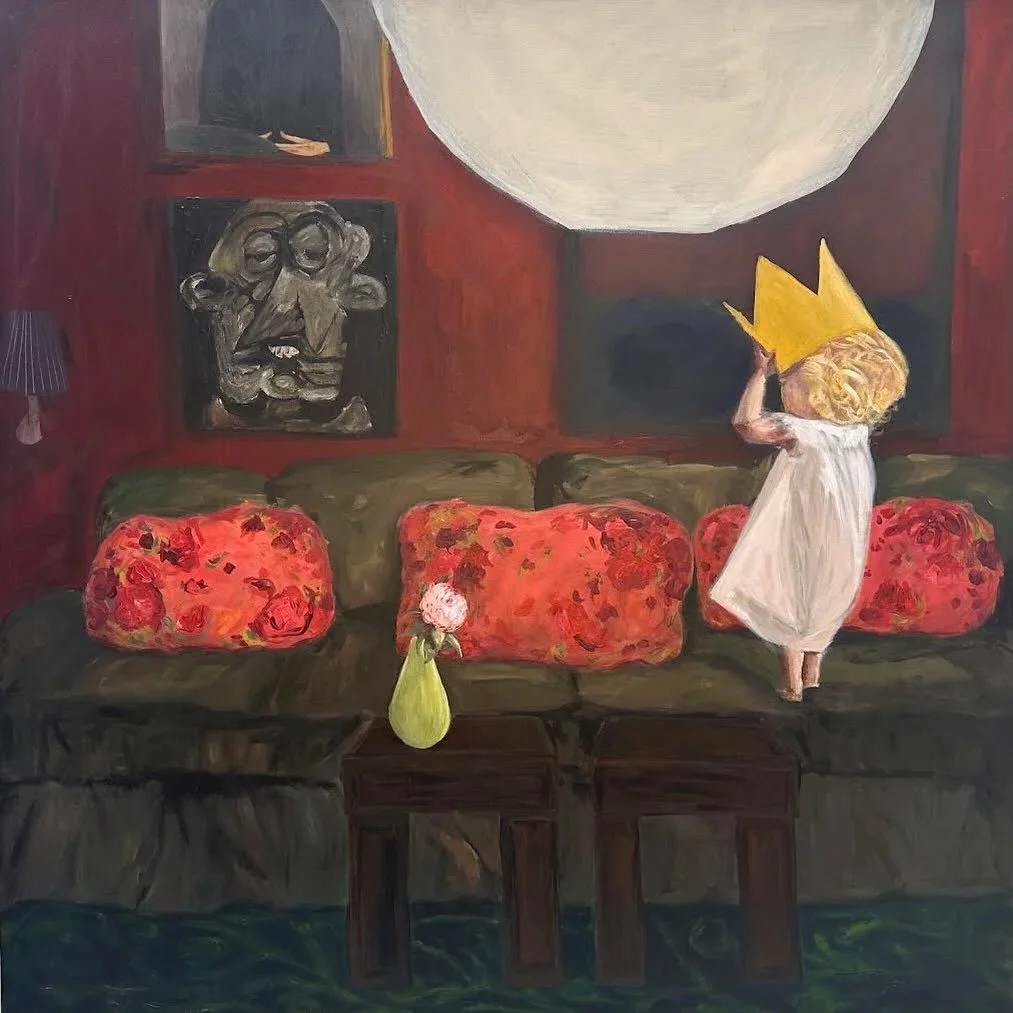 What a beautiful and magical painting by Amy. &ldquo;Her Majesty&rdquo; 48x48 mixed media on panel by our amazingly talented local artist Amy Centola. Message us for details on this little Madame 👑 #amycentola