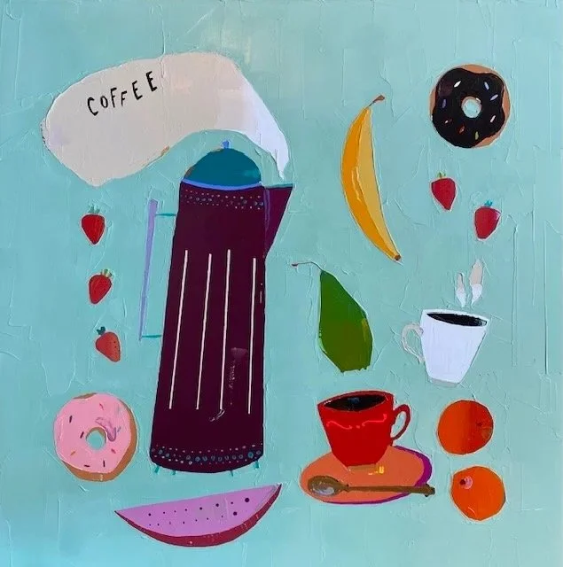 The art of a good morning ☀️☕️🍩 Breakfast of Champions by Trevor Mikula

This joyful still life turns the everyday ritual of breakfast into something playful and celebratory. Trevor&rsquo;s paintings have a way of bringing a little happiness to the 