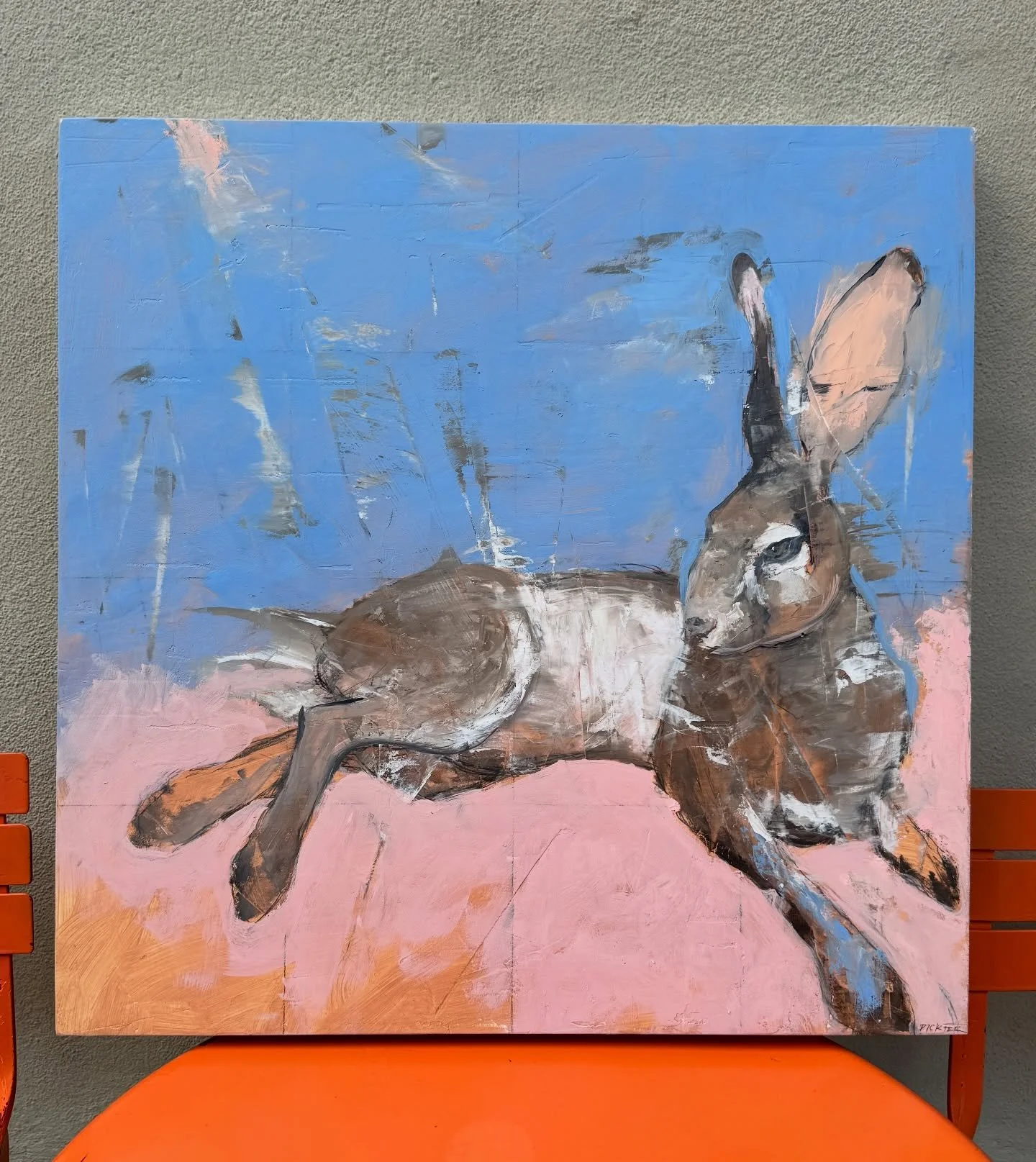 A fresh arrival has hopped into the gallery and it&rsquo;s every bit as charming as you&rsquo;d expect 🐇 

Collectors know these Michael Dickter rabbits never stay long. 

"A Moment" &bull; Oil on Panel &bull; 24x24" &bull; $2400