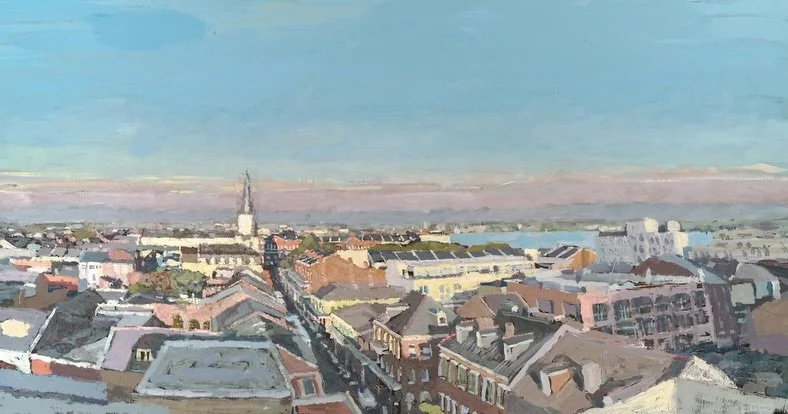 Rooftops of the French Quarter as we know and love by Mitchell Long ⚜️Beautiful weekend in the Quarter. Next weekend, it's full swing with @fqfest 🎺 🎶

French Quarter Rooftops
Mitchell Long
Oil on canvas 
36&times;72 inches