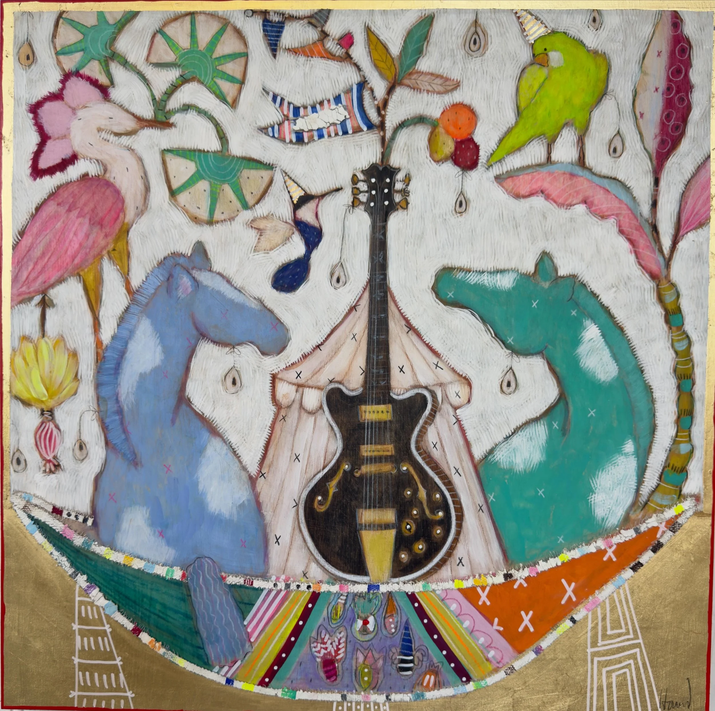 An amazing piece on offer with all the Jazz Fest vibes &ldquo;Lucille&rdquo; a 20x20 total ONE OF A KIND painting by Gretchen Weller Howard. This is a collectors piece for sure !! Grab it while you can. Message us for details #gretchenwellerhoward #l