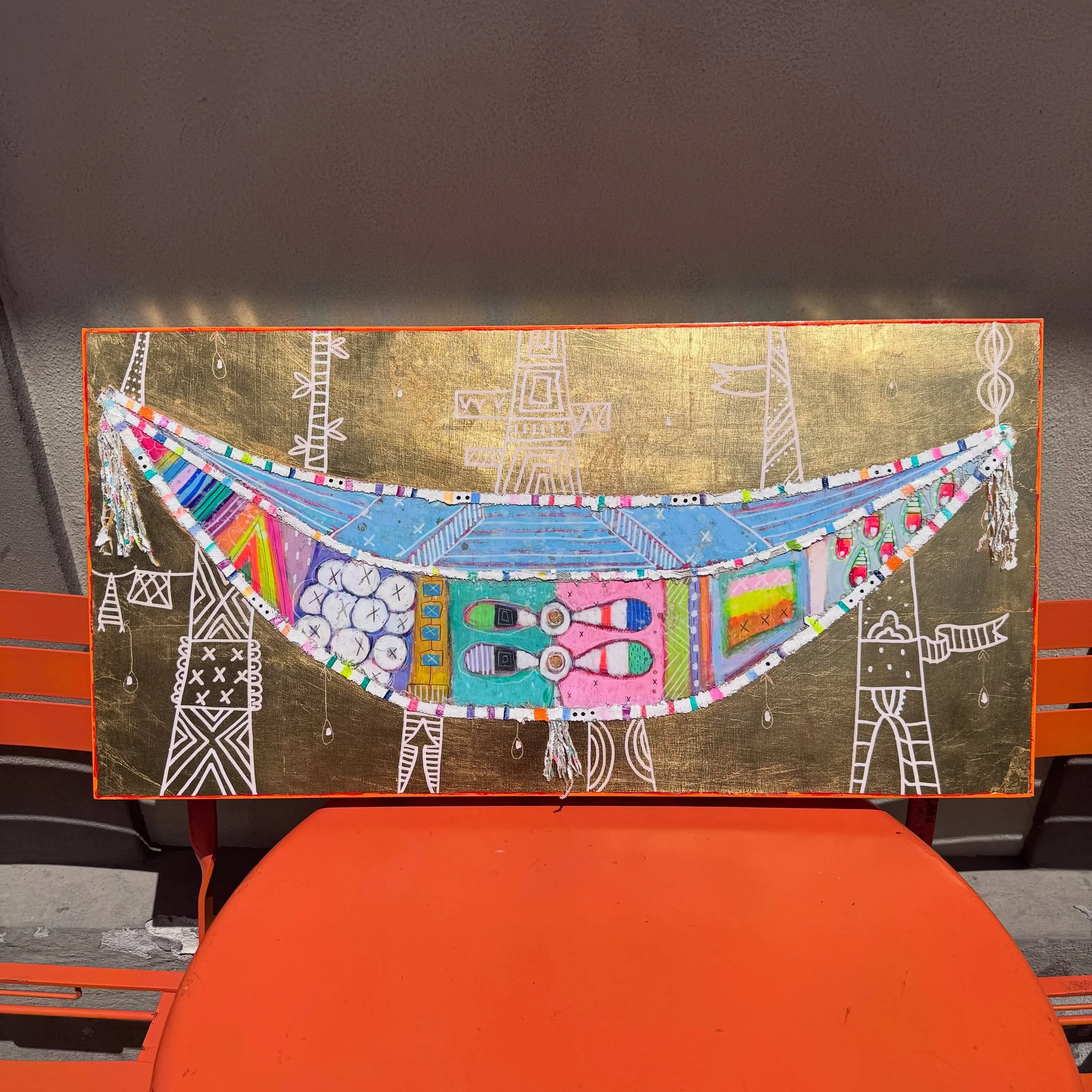 "Where Two Will Go" by @gretchenwellerhowardart ✨ A vessel carrying two toward something beautiful, illuminated by shifting light and the promise of what lies ahead.

15x30 inches
MM on wood panel