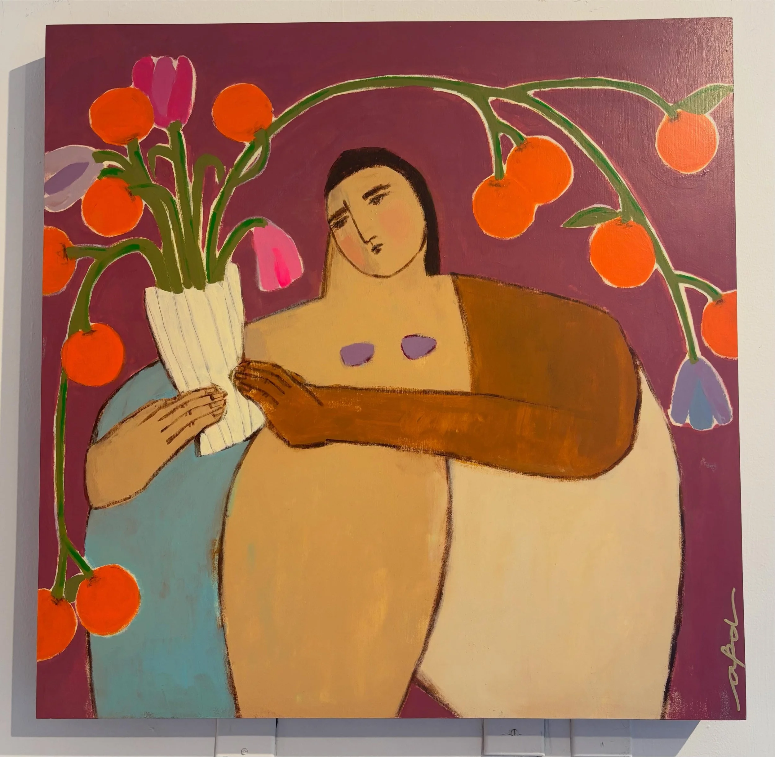 A brand new larger piece by the fabulous Alison Duncan. &ldquo;Cece and Flowers&rdquo; comes in at 30x30 inches acrylic on a deep edge panel. Beautiful combination of shapes and colors. Message us for details #alisonduncanart #30x30
