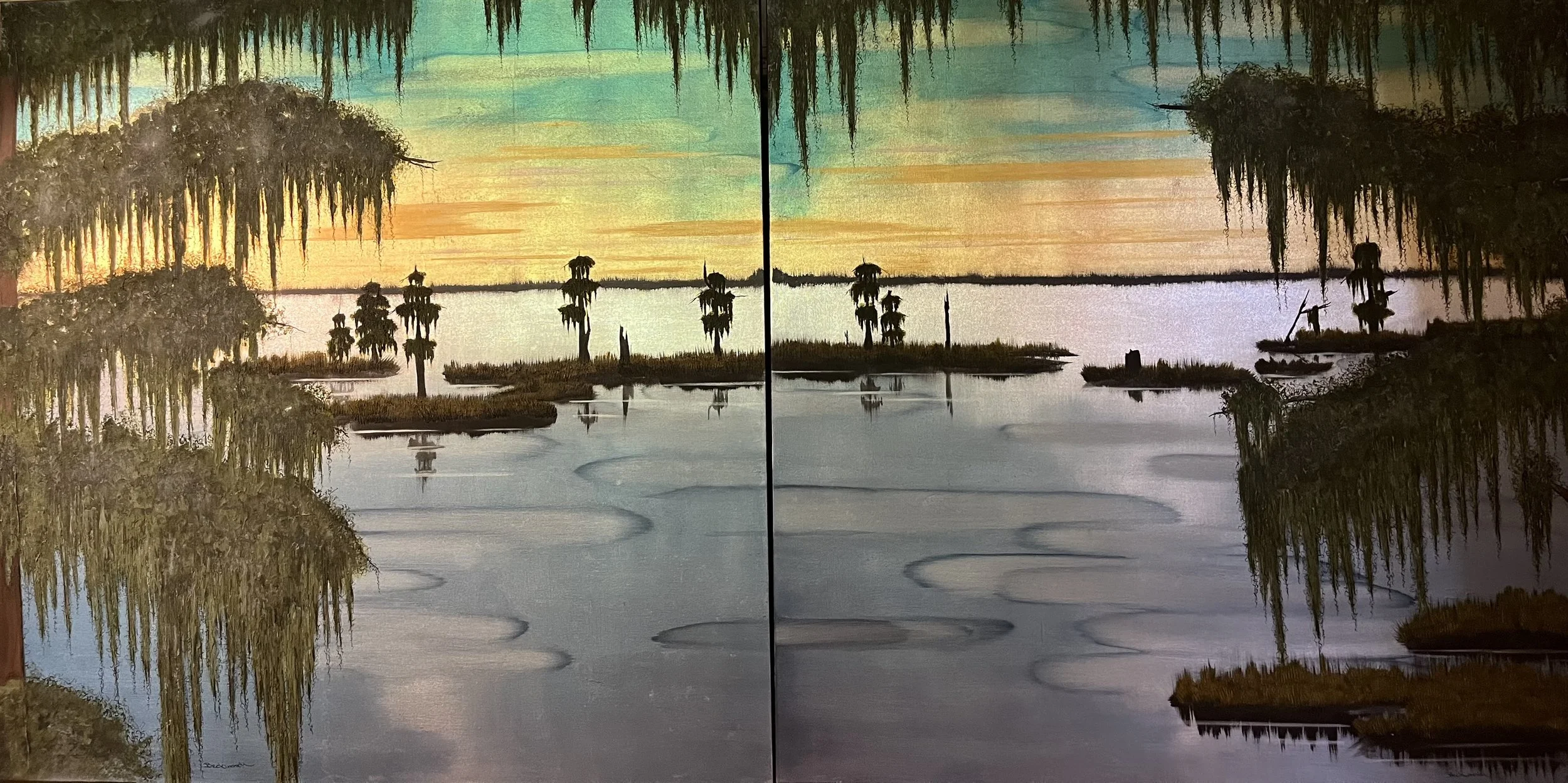 Bayou Scene in Yellow and Green